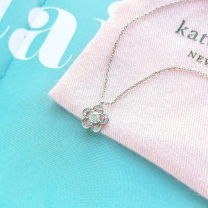 Jeweled Stencil Scallops Silver Mini Necklace